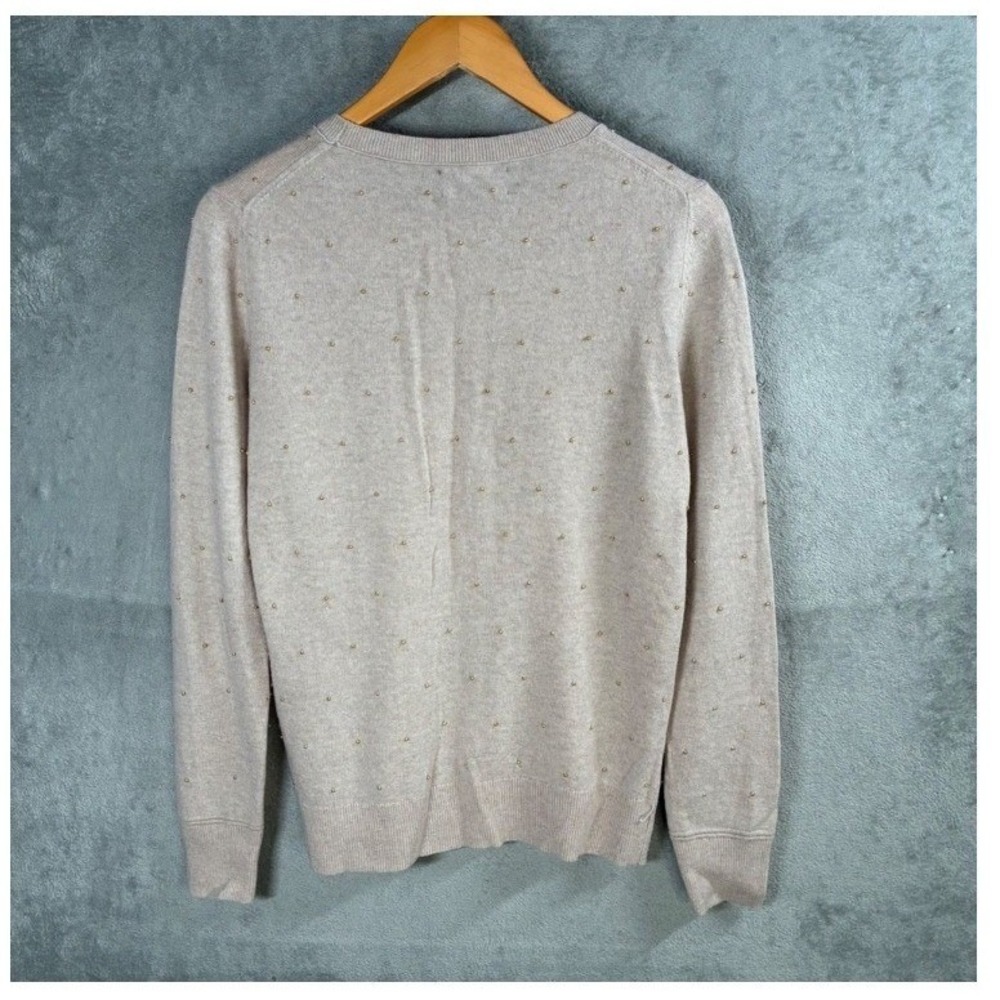 Banana Republic Beaded Sweater Medium Merino Cashmere Blend Quiet Luxury - Picture 2 of 8